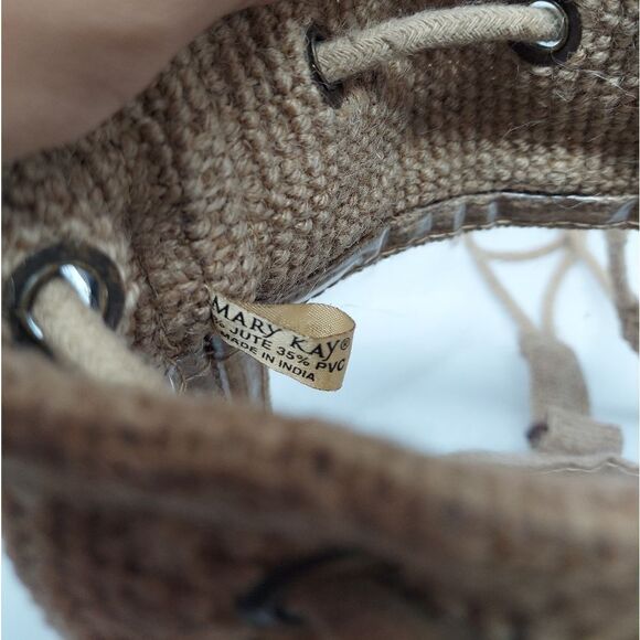 Mary Kay Jute Vintage Backpack Barrel Bag Sac Clear Boho Bag Summer Concert Show - Picture 8 of 9